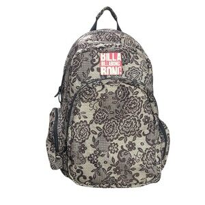 Billabong Floral Brown Backpack Classic‎ Vintage Bag Schoolgirl Multi Pocketed